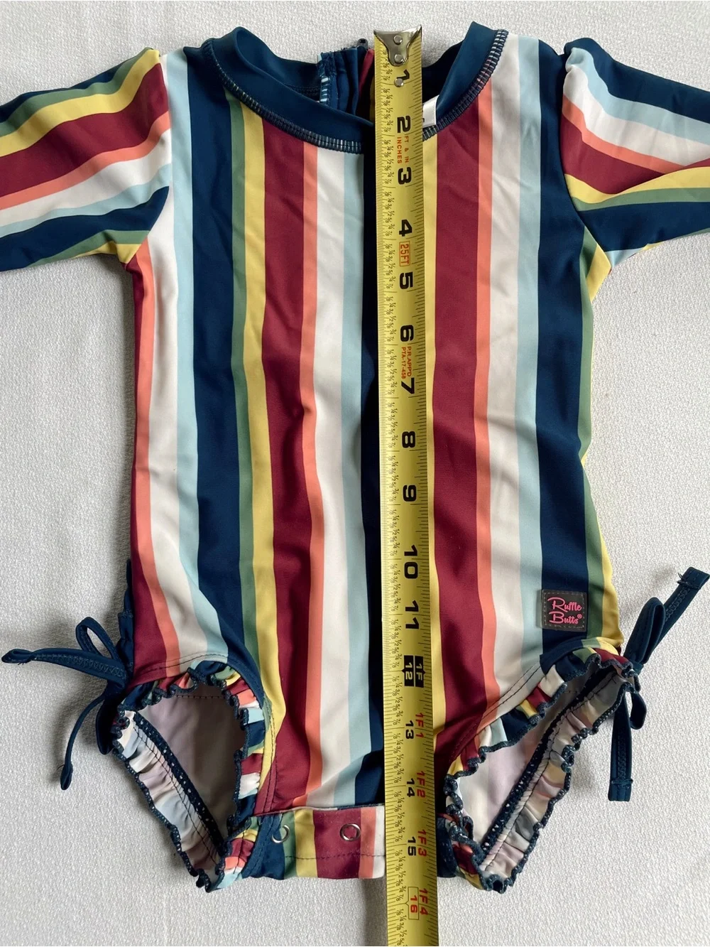 RUFFLEBUTTS Swimsuit Bathing Suit Rash Guard Stripe One Piece Sunset Stripe Navy